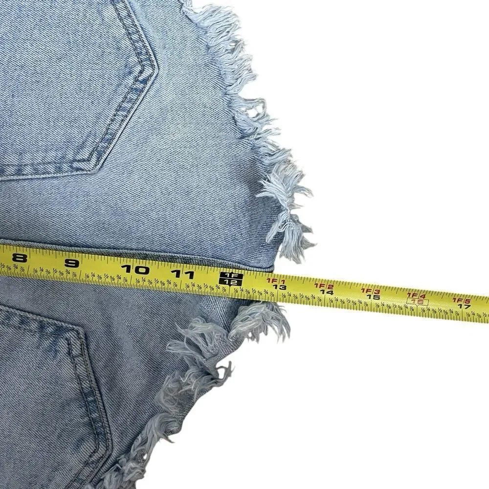 ZARA Denim Shorts Women Size 4 Light Wash Distressed High Rise Cutoff - Picture 5 of 6